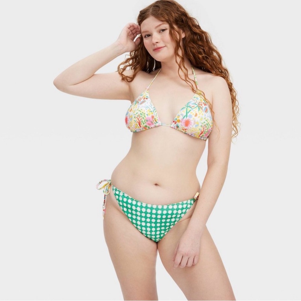 Roller rabbit Vacation/Star Geo Reversible Side-Tie triangle bikini set xs nwt - Picture 4 of 7